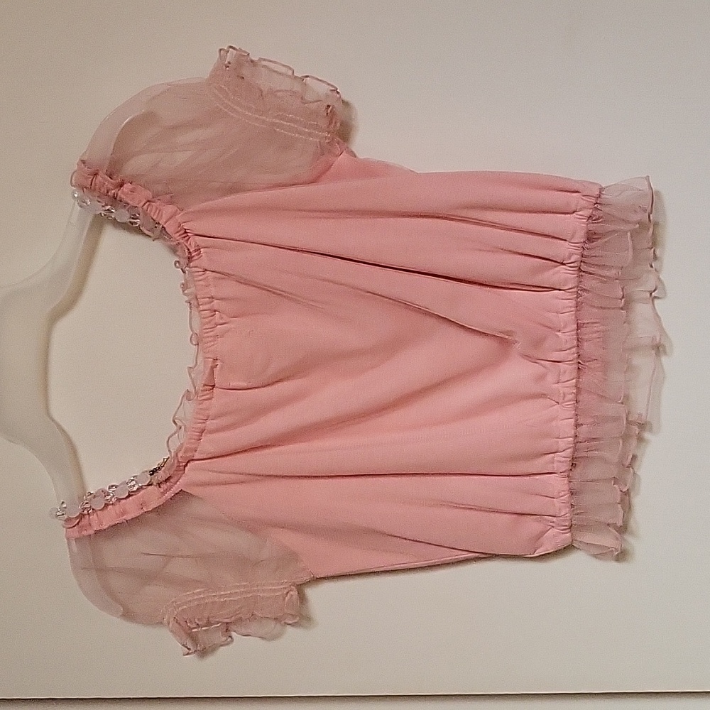 LIZ LISA | Womens Small Pink Ruffled Crop Top - Picture 6 of 6